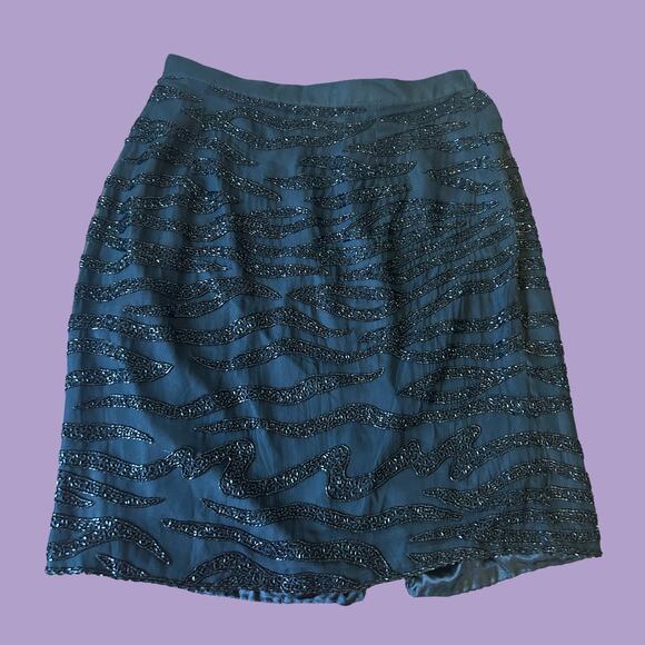 100% Silk Vintage 1980s Skirt - Picture 3 of 6